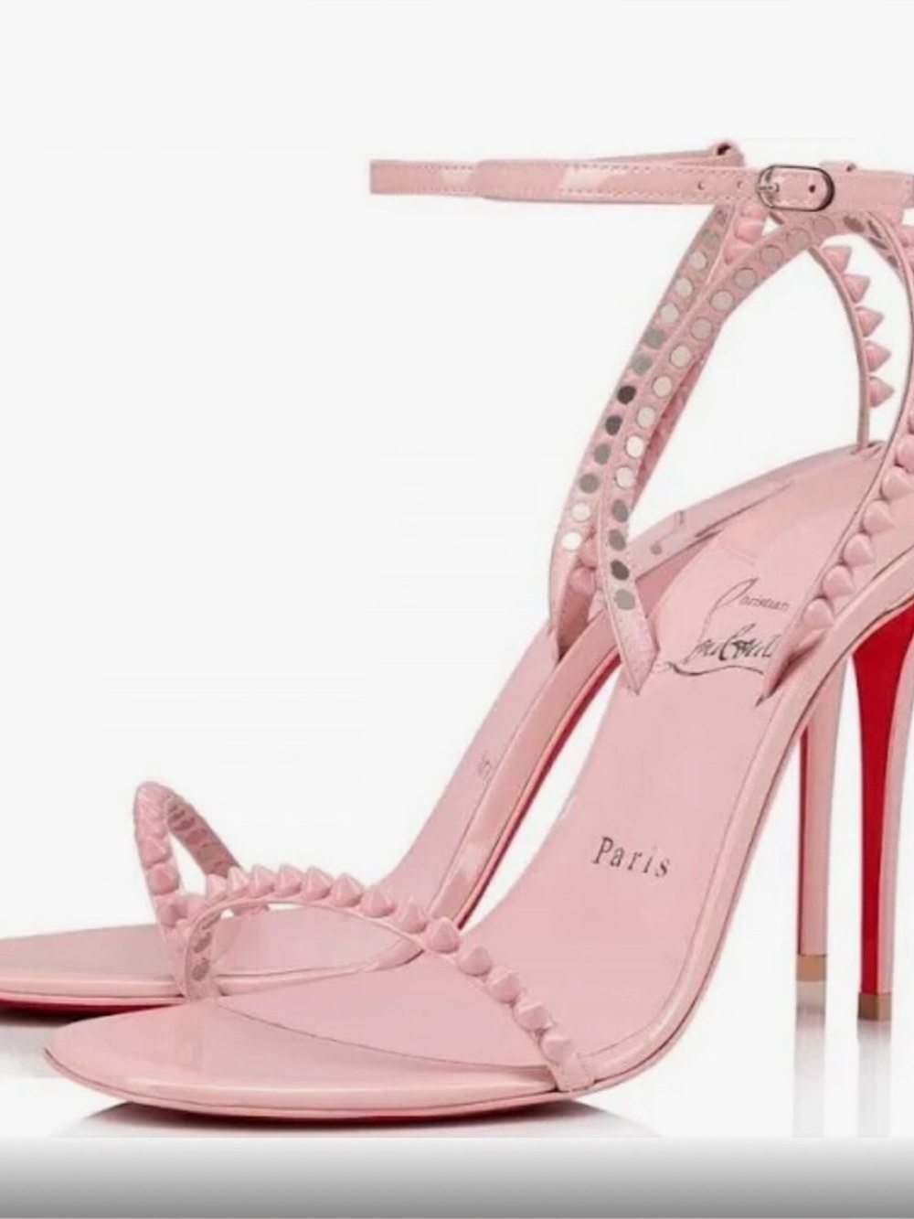 Christian Louboutin Blush Pink Spike-Trim Slingback Heels